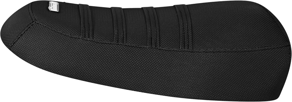 Enjoy Mfg Seat Cover - Compatible with Yamaha 1989 Zuma 50 CW50_#551 (All Black with Black Ribs)