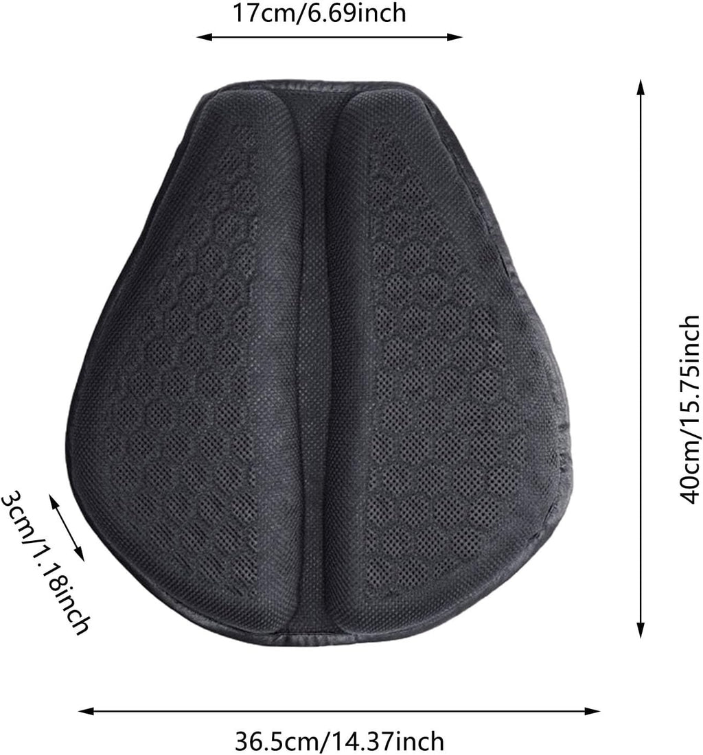 Motorcycle Seat Cushion, 100% Gel 3D Honeycomb Motorcycle Seat Cover with Non-Slip & Breathable TPE Material, Universal Ergonomic Seat Pad for Long Rides, Shock Absorption & Rider Comfort (Black)