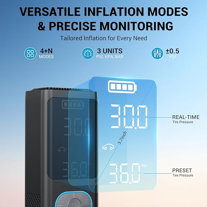 AVAPOW AP18 Tire Inflator Portable Air Compressor, 300% Faster 150 PSI Cordless - Image 5