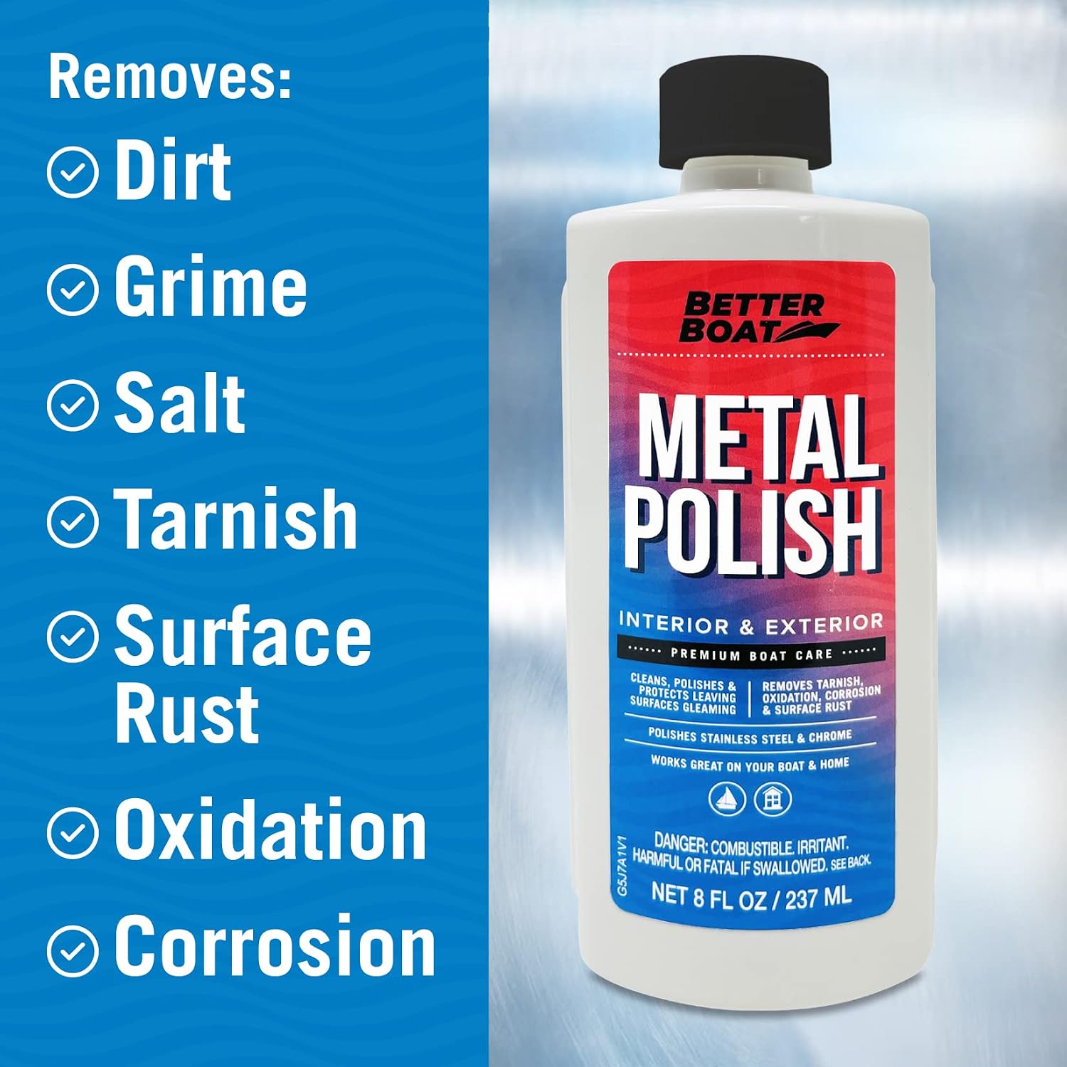 Better Boat Metal Polish Cleaner and Chrome Marine Grade for Boats Cars Aluminum Stainless Steel (reformulated)