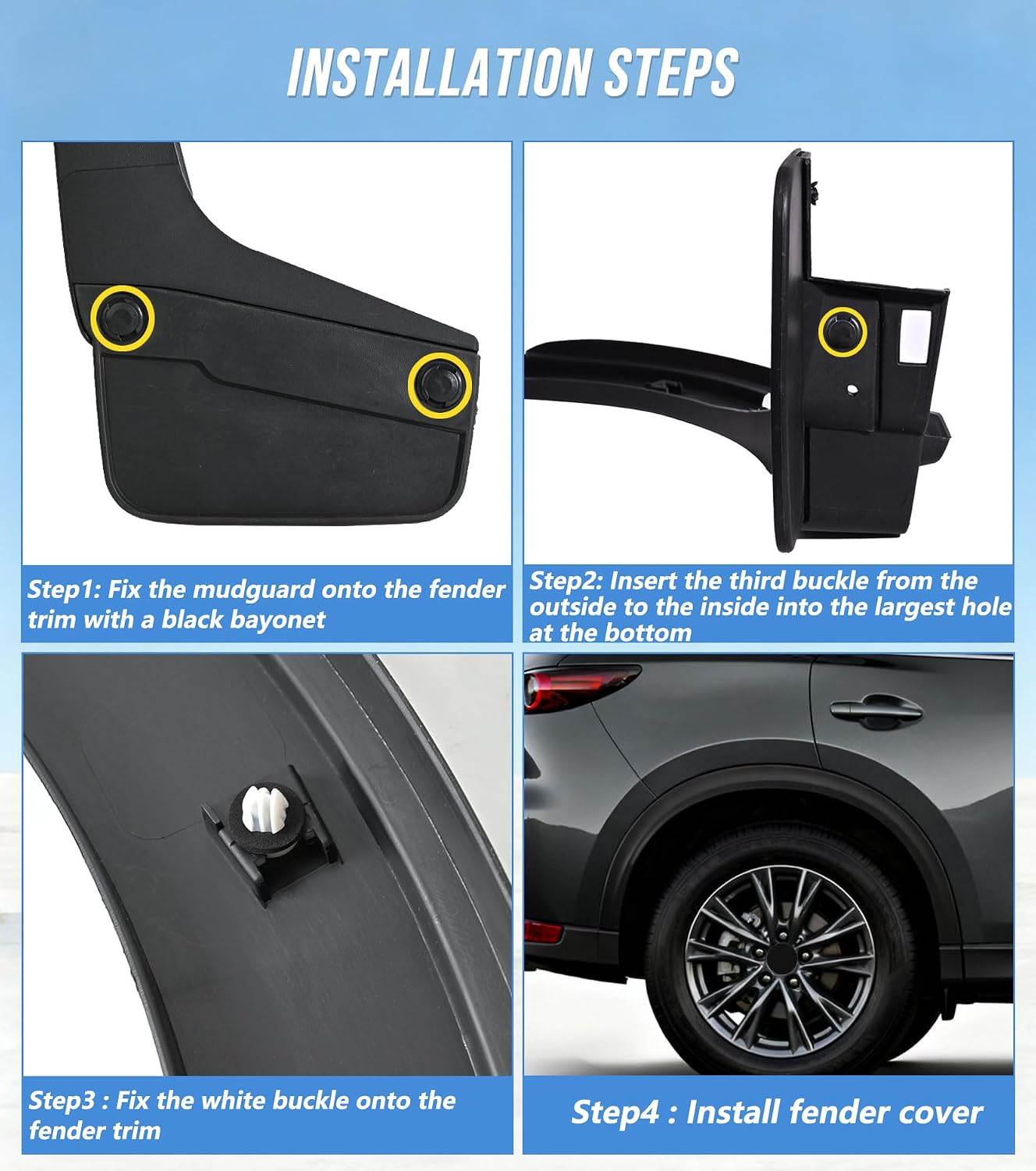 Passenger Side Rear Fender Trim for Mazda CX5 2017 2018 2019 2020 2021, Mazda CX5 Accessories, Textured Black Rear Right Side Wheel Arch Fender Flare Molding Trim For MA1790101 | KB7W51W60F8N