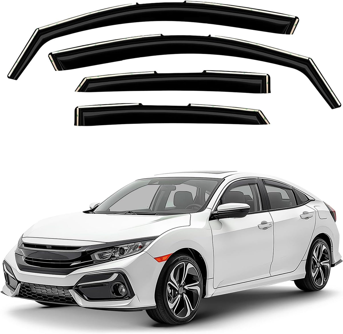 Window Deflectors Smoke Tinted In-Channel Side Window Vent Visor Deflectors