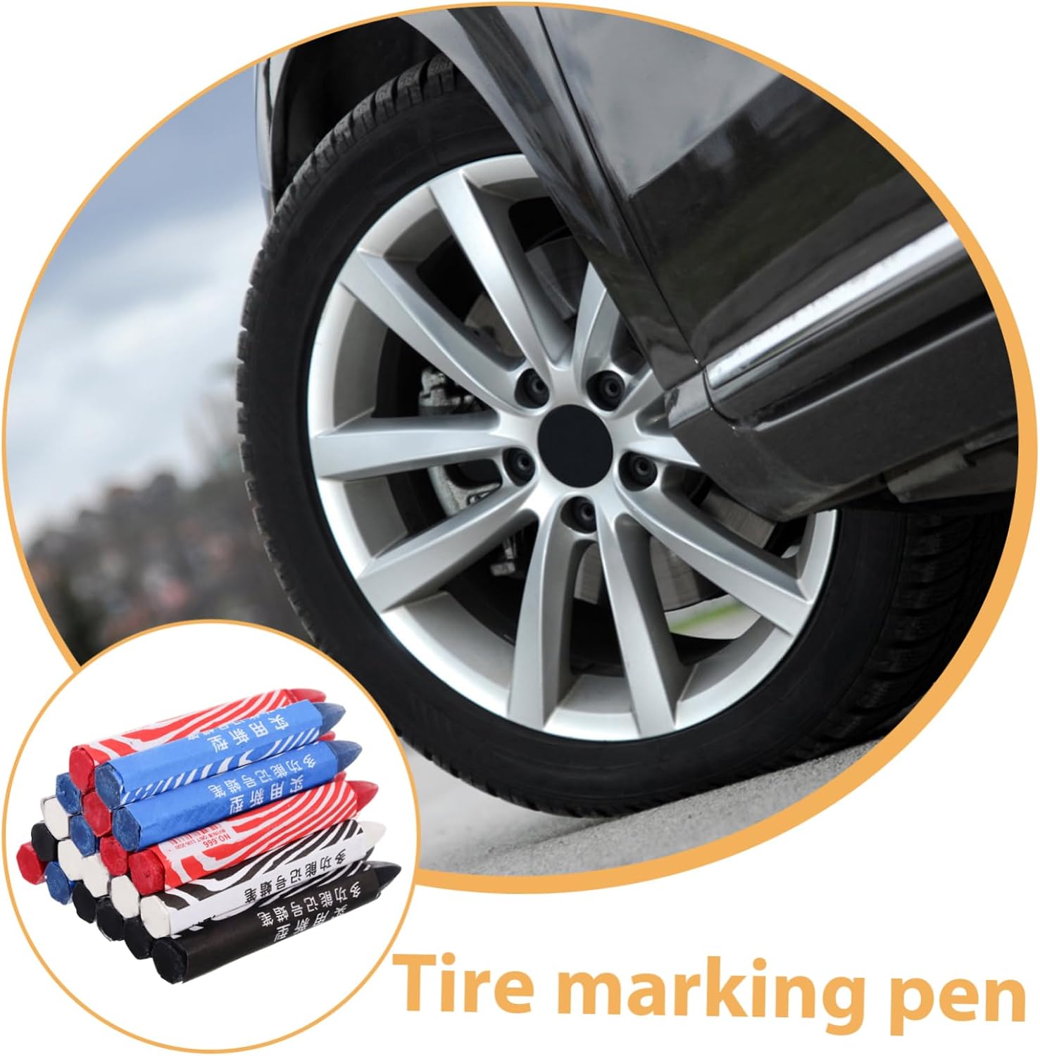 5pcs Tire Paint Pens Markers for Easy Automotive Repairs Quick Drying Wax Highlighters for Wet Dry Surfaces for Mechanics and Tire Maintenance