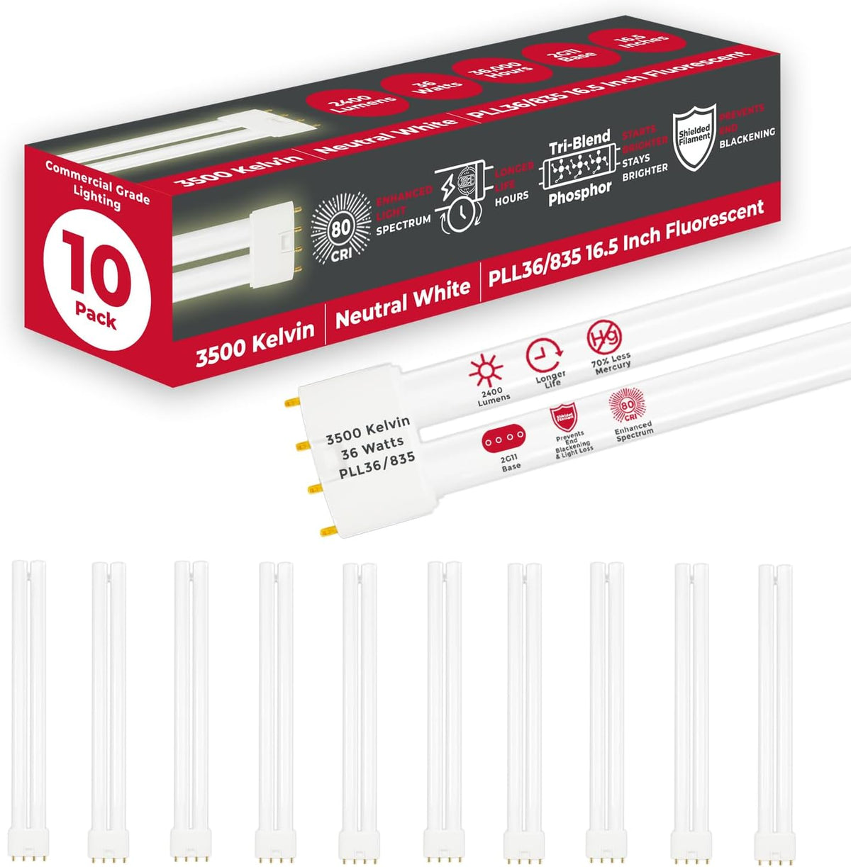GoodBulb PLL36/835 36W 16.5" Twin Tube Compact Fluorescent Light Bulb 4-pin