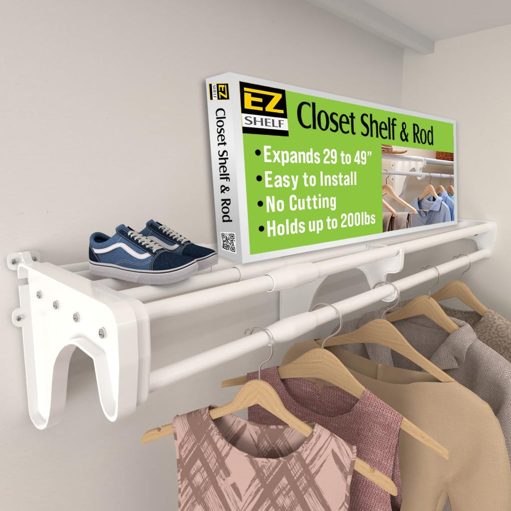 ez shelf - closet shelf with hanging rod, main product view