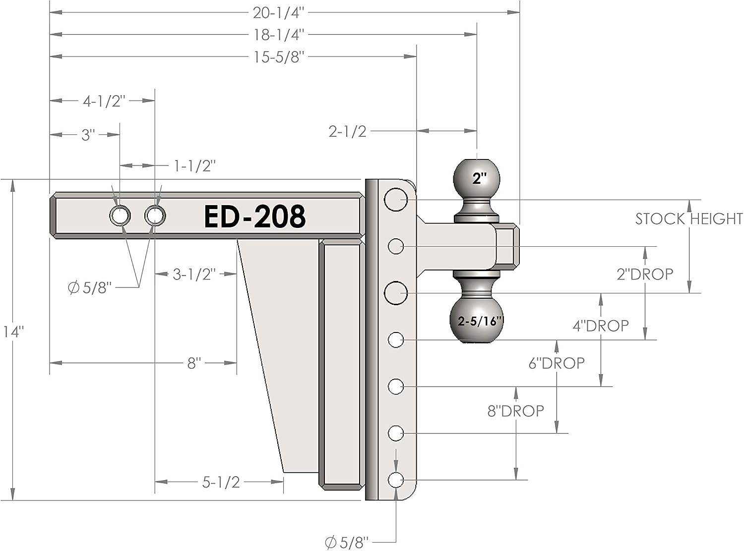 Bulletproof 2.0" Extreme Duty 8" Drop/Rise Hitch