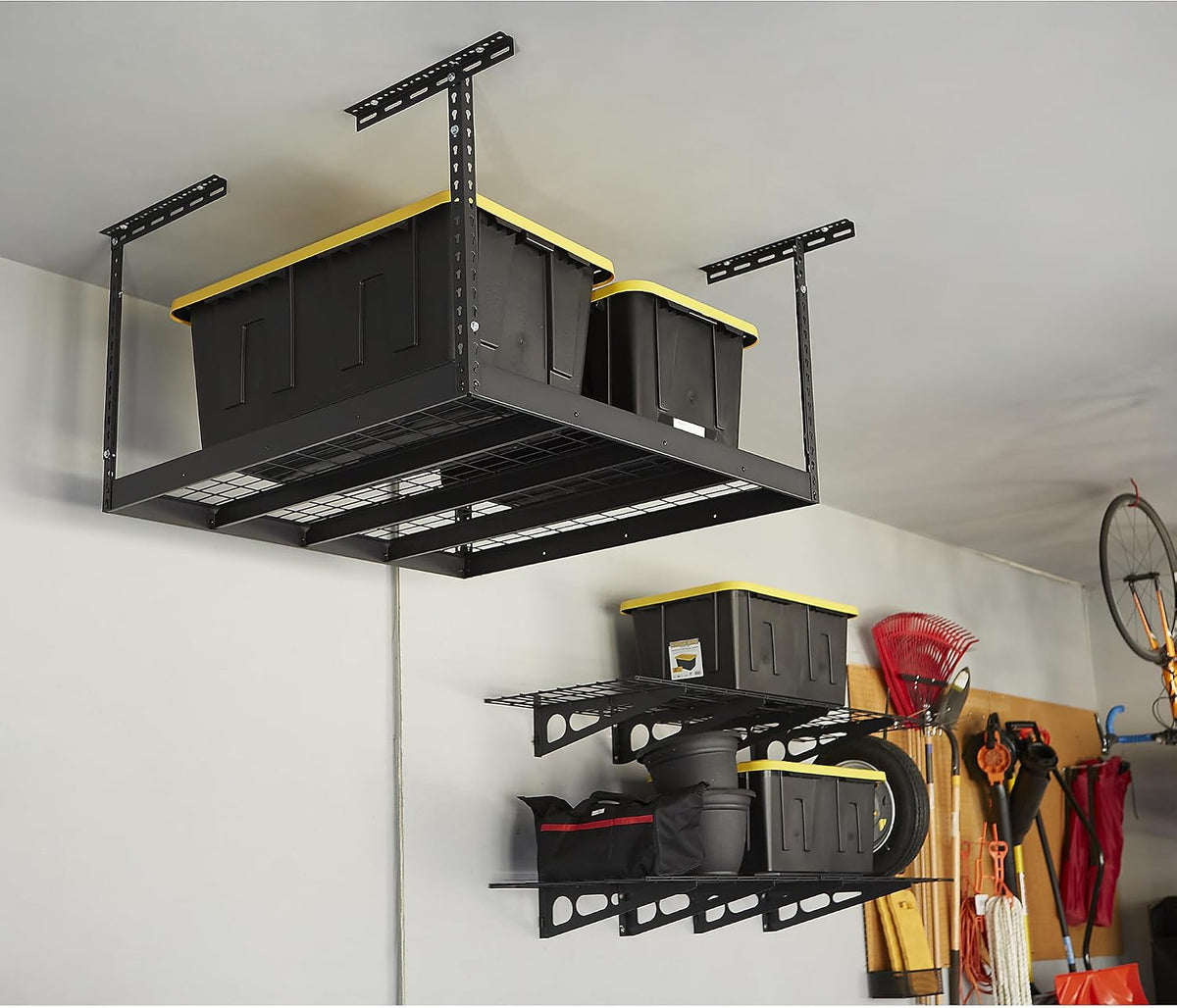 klutch overhead garage storage rack, adjustable height, 350-lb., package contents