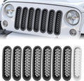 YZONA Grill Inserts Black, Front Mesh Grille Cover Compatible with 2007-2018 Jeep JK Wrangler & Unlimited Wrangler Accessories, Car Grill Mesh (7PCS Black + 1PCS White)