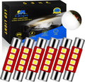 YM E-Bright White 28MM Festoon Led For Car Visor Mirror Lights, 14V1CP 6641 6612F Led Festoon Bulb 12V Dome Light, 3030-4SMD, Pack of 6