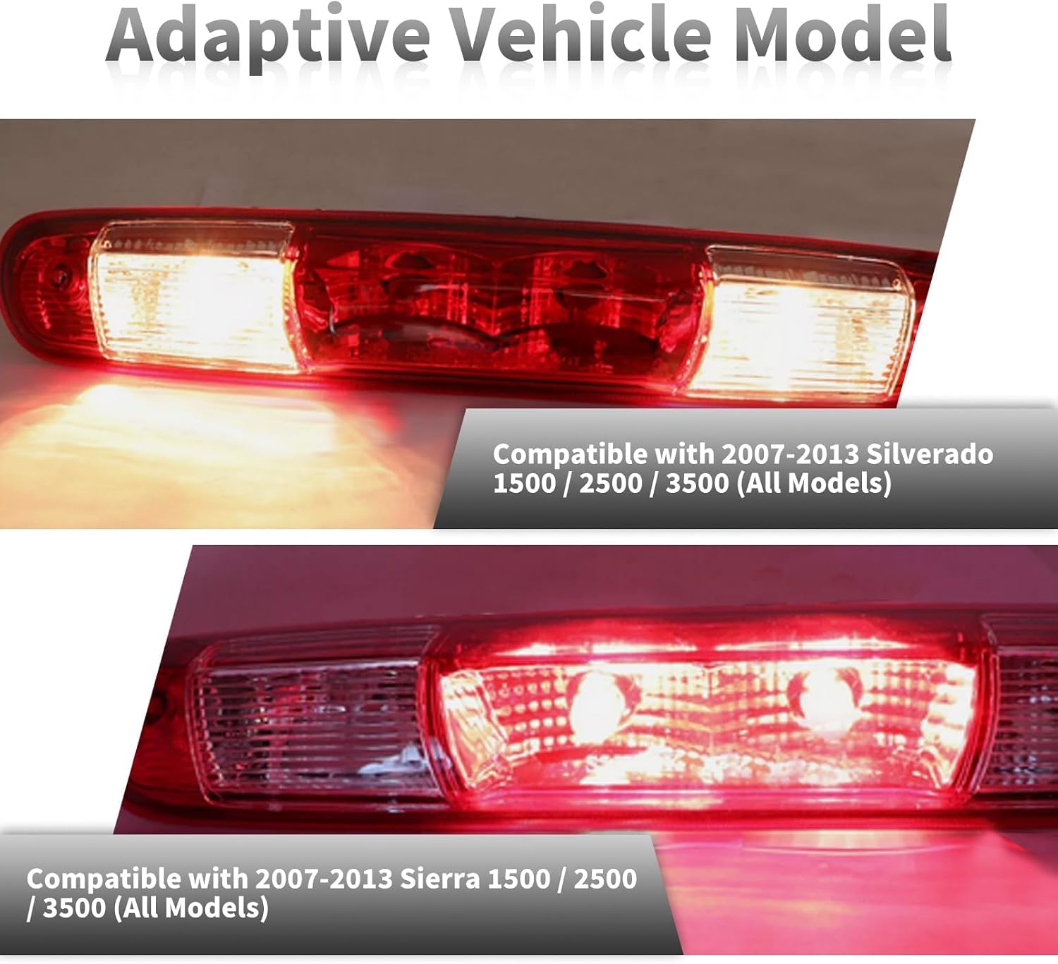 High Mount Stop Third Brake Light Cargo Lamp 25890530 Compatible with 2007-2013 Silverado Sierra 1500 2500HD 3500HD (Red 3 Pin)