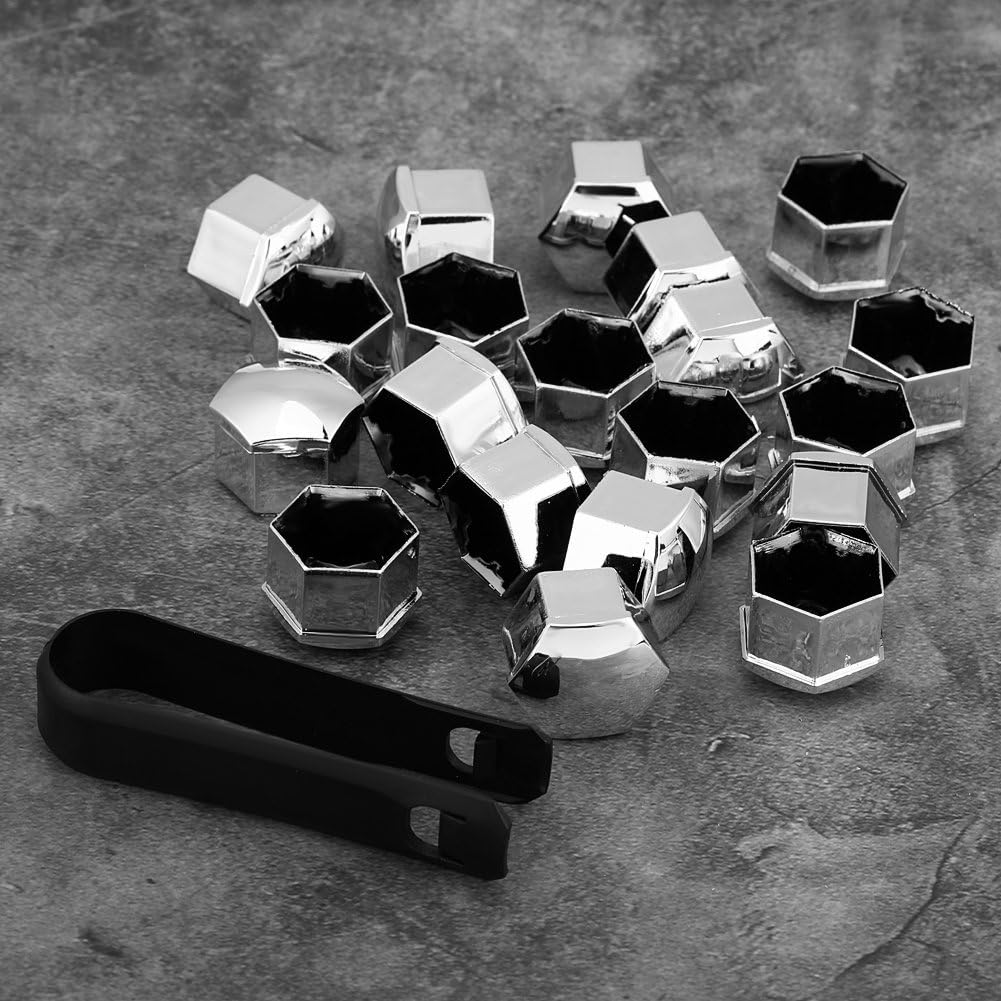 Lug Nut Cover, Universal Wheel Caps, 20Pcs Silver Plastic Hub Covers, Protects Nut from Dirt, Fits 17Mm Lug Nuts