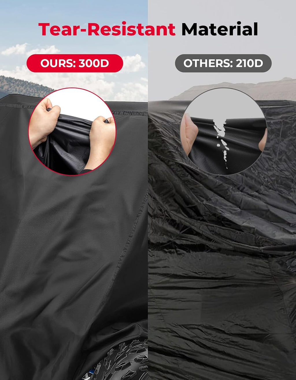 KEMIMOTO ATV Cover Universal, 4 Wheeler Cover Waterproof Outdoor Compatible with Raptor 700 700R YFZ 450R Fourtrax Recon Arctic Cat 300 TRX 250 Can-Am Kawasaki CFMOTO, 78.7''L X 43.3''W X 43''H