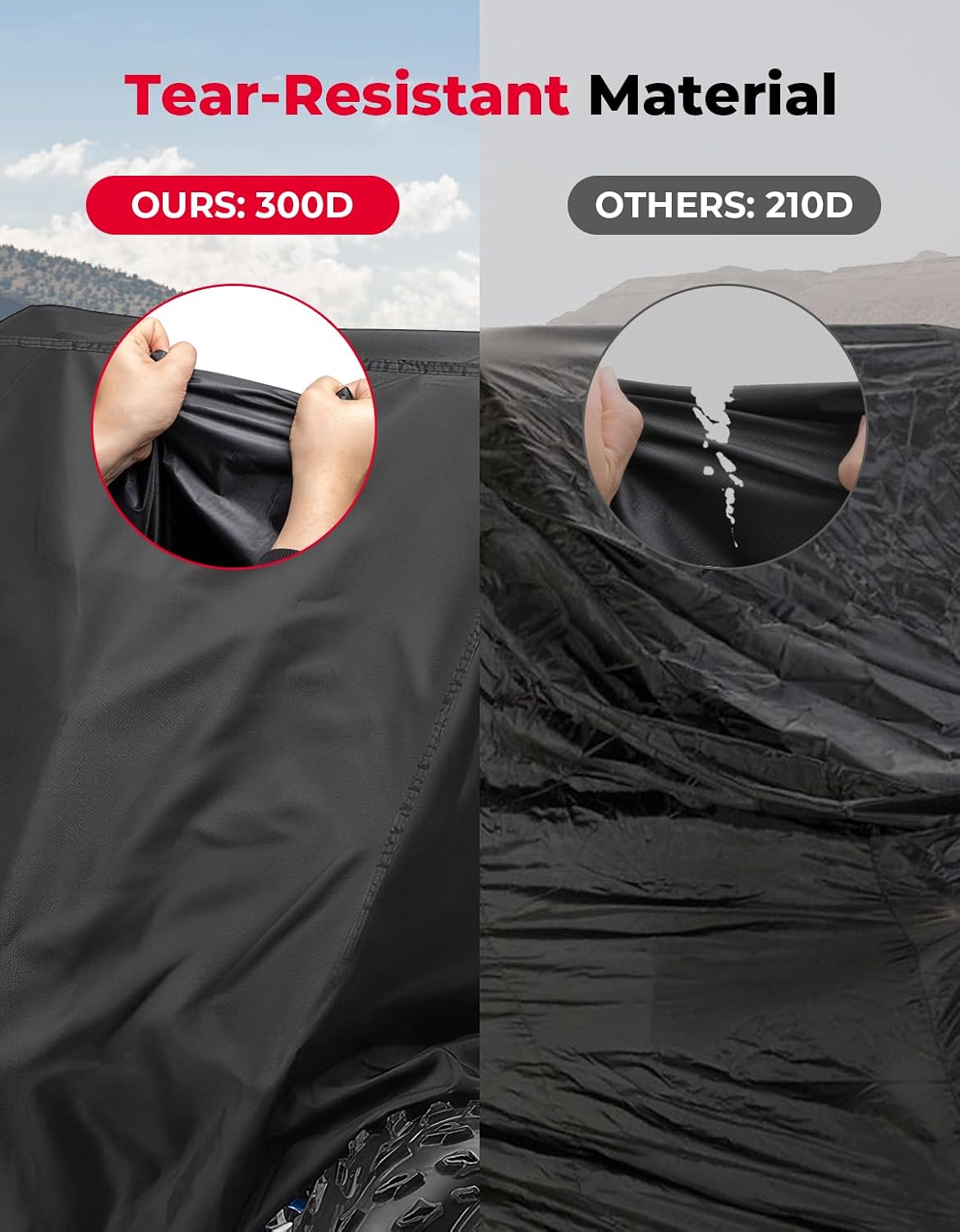 KEMIMOTO ATV Cover Universal, 4 Wheeler Cover Waterproof Outdoor Compatible with Raptor 700 700R YFZ 450R Fourtrax Recon Arctic Cat 300 TRX 250 Can-Am Kawasaki CFMOTO, 78.7''L X 43.3''W X 43''H