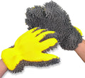 Car Wash Mitt Microfiber Scratch Free,Premium Chenille Ultra-Soft Car Wash Gloves,Thickened Inside Coated Swirl-Free Finish 5-Finger Design Detailing for Cleaning Car Wash Brush,2-Pack Yellow