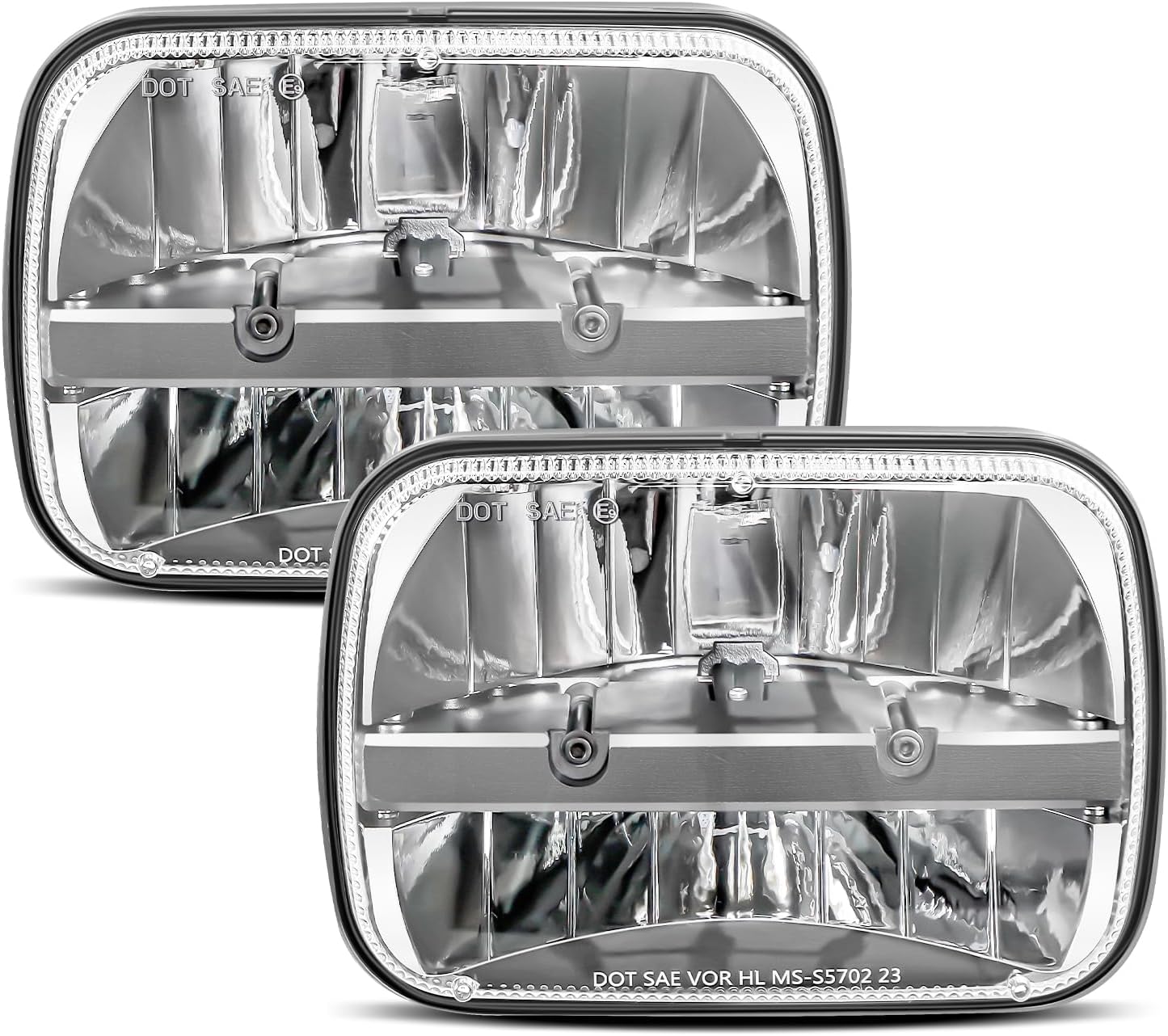 UNI-SHINE 5x7 Chrome led headlight 2pcs 7x6 led headlight Reflector Plug and Play H6054 H5054 Hi/Lo Sealed Beam DOT Approved Compatible with jeep Wrangler YJ Compatible with Cherokee XJ