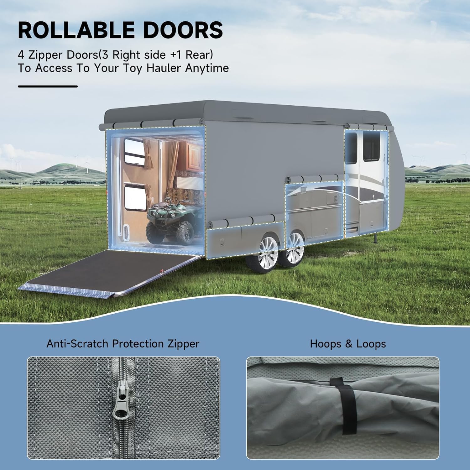 VINPATIO RV Cover 20-22ft: 7 Layers Heavy Duty RV & Trailer Cover, Travel Trailer Cover, Camper Cover, Toy Hauler Cover with Extra Windproof Straps, Tongue Jack Cover, Gutter Covers