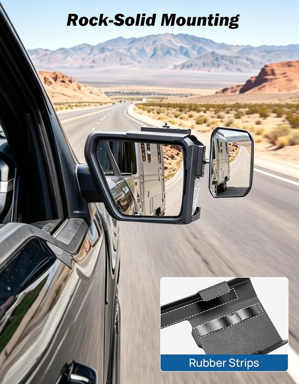JOYTUTUS Towing Mirror Compatible with Ford F150 2021-2026 | 360° Ball-Joint Convex Mirror, Up to 4 m Visibility, Clip-On Removable Design for Towing