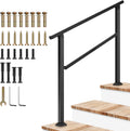 VIVOSUN Outdoor Handrail, 3 Step Stair Handrail, Wrought Mattle Iron Handrail
