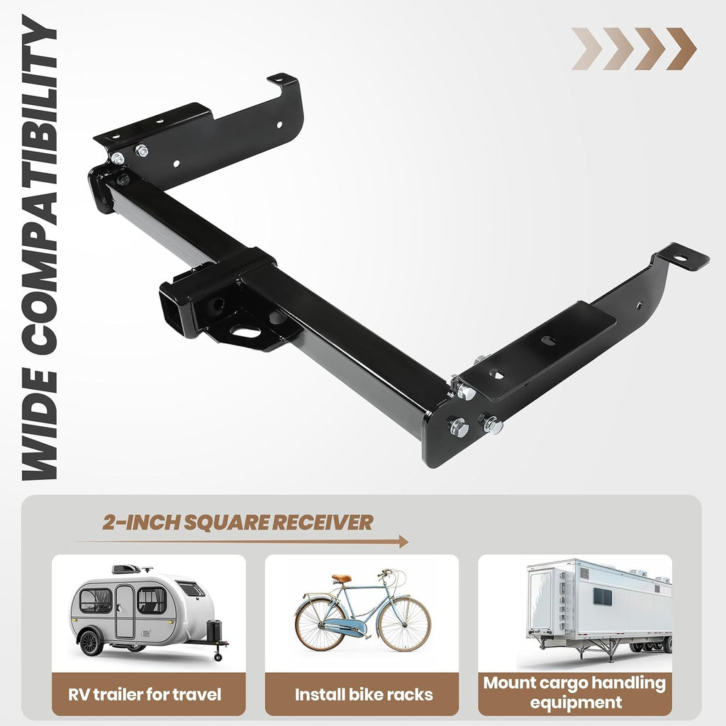 KUAFU 2 Inch Class 3 Trailer Hitch Compatible with 1996-2023 Chevrolet Express 1500 2500 3500 GMC Savana 1500 2500 3500 Towing Hitch Mount Receiver