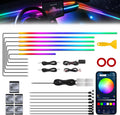 Dreamcolor Acrylic Interior Car LED Strip Light with Wireless APP, Dual Zone RGB 18 in 1 with 175 inches 593 LEDs Fiber Optic Neon Strip Lights for Car, Music Sync Neon Car Ambient Lighting Kits