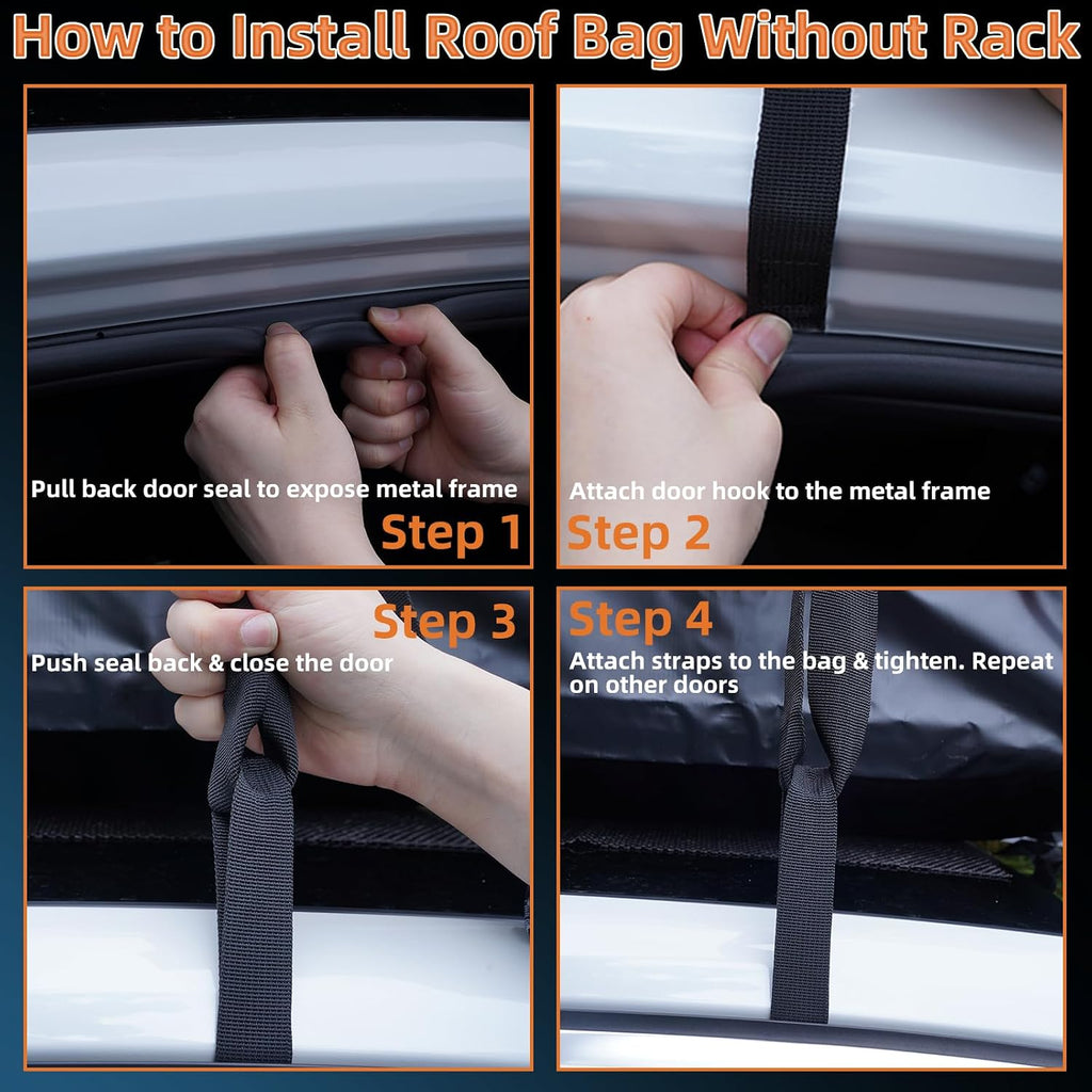 21 Cubic Feet Rooftop Cargo Carrier Bag, Waterproof Heavy Duty Car Roof Bag for SUV Pickup Truck with/Without Roof Racks, Travel Camping Roof Top Luggage Storage with Anti-Slip Mat (Black Orange)