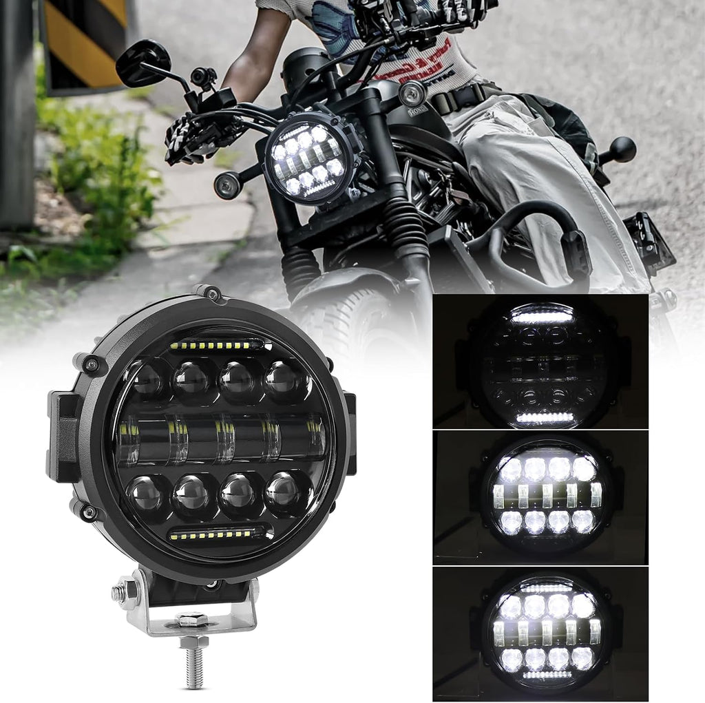 bestzheyu 2pcs 7 inch round led off road, front angle view