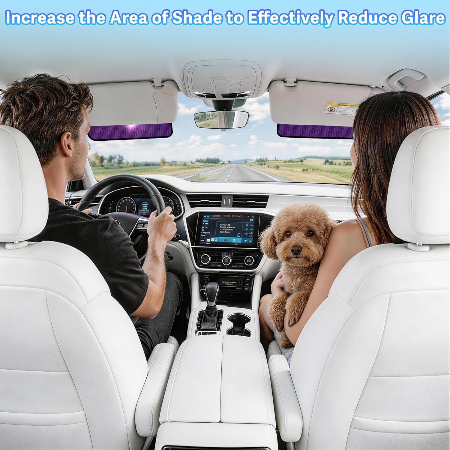 ZATOOTO Car Window Shade for Driver Window Sun Shade, 2 Pack 16"x7" Static Cling Sun Shade for Car | Bluish-Purple for Glare | Tile Two for Custom Coverage| Removable for Changing Light Conditions