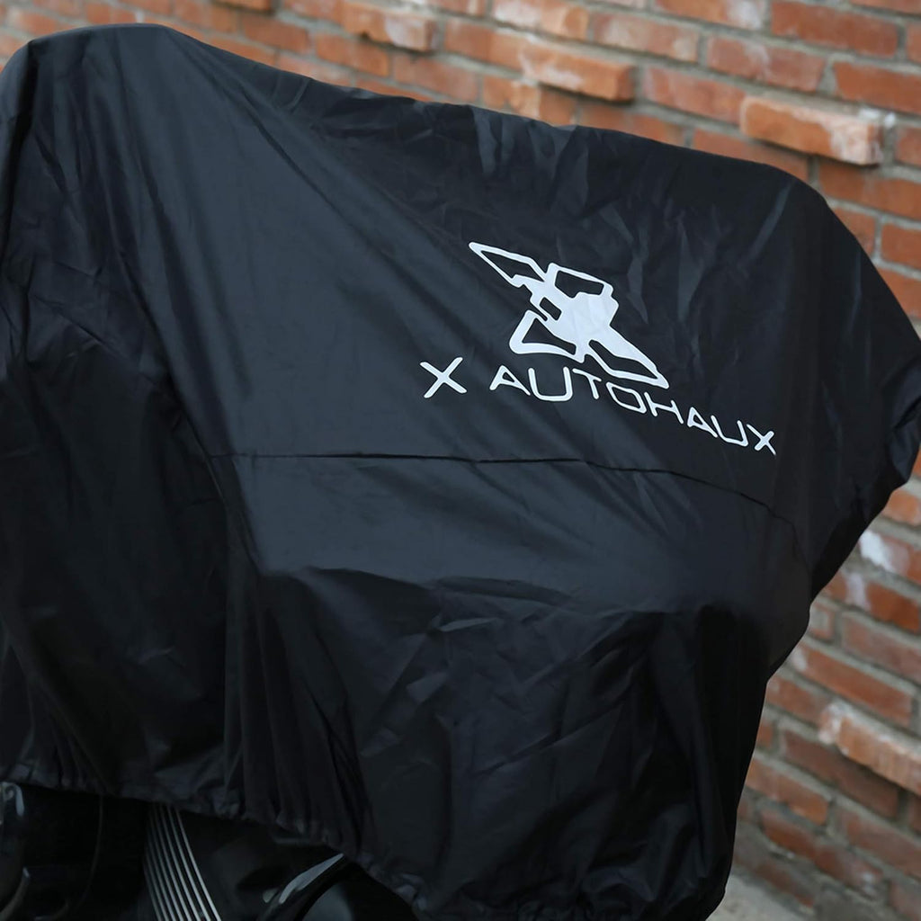 X AUTOHAUX Motorcycle Cover Lightweight Half Cover Outdoor Waterproof Rain Dust Protector Black XL for Most Full Dress Touring Cruiser