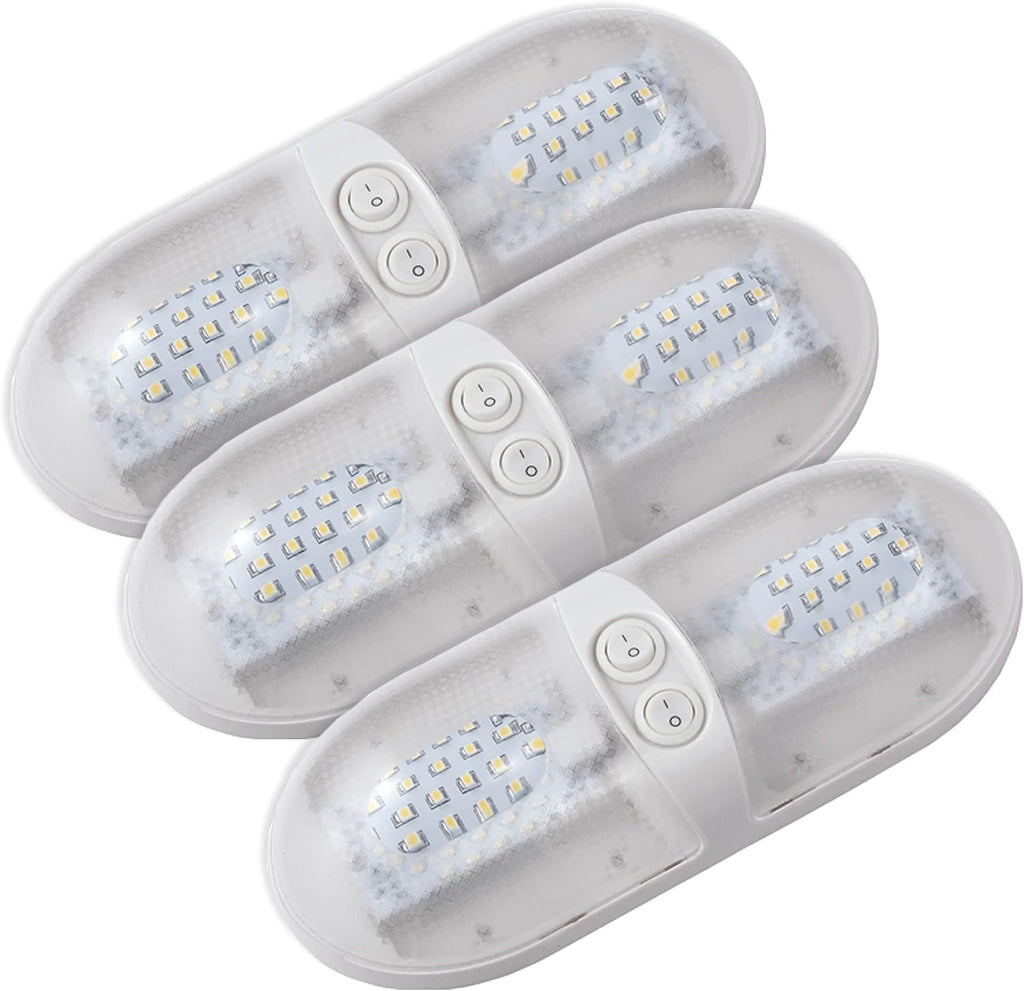 Gold Stars F3528002 LED RV Ceiling Double Dome Light Fixture Double 921 Wedge 12v Natural White (3)