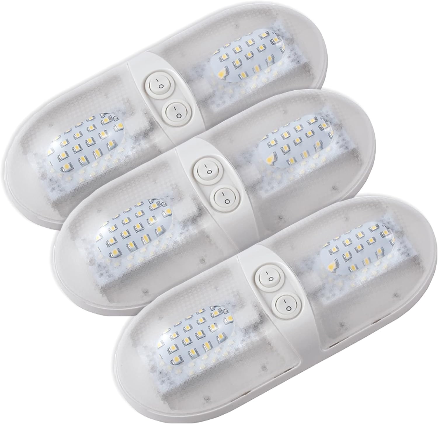 Gold Stars F3528002 LED RV Ceiling Double Dome Light Fixture Double 921 Wedge 12v Natural White (3)