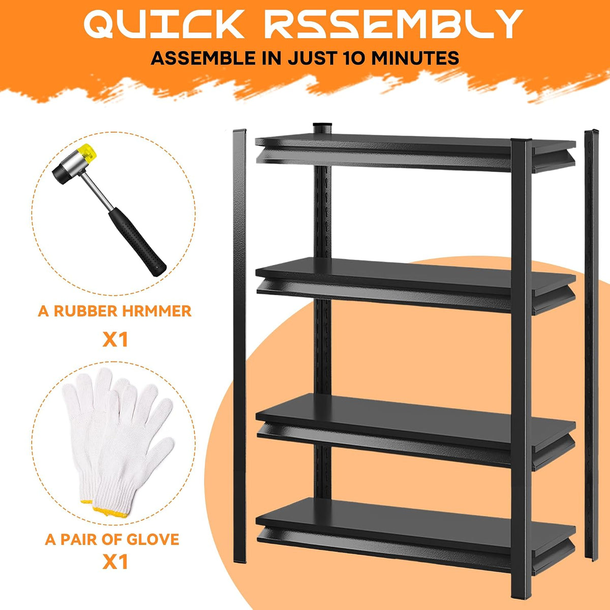 63"h garage shelving heavy duty rack, 2400lbs extra, close-up detail