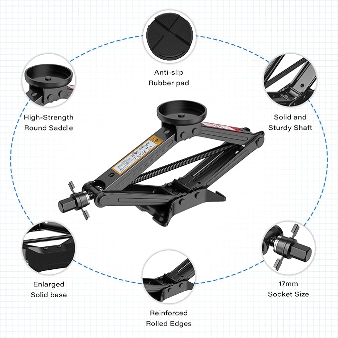 IMAYCC Car Jack Kit 2.5 Ton Scissor Jack Portable Car Jack and Stand Kit - Image 6