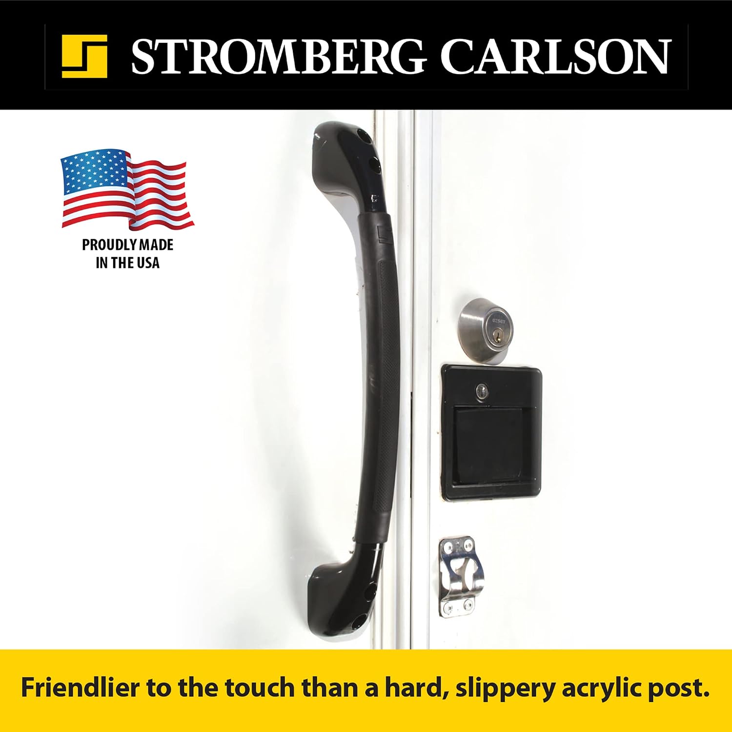 Stromberg Carlson RV Grab Bar – Entry Door Handle for RV, Camper, or Trailer – Exterior Assist Bar for Steps – Automotive Entry Grip for Outdoor Use - Back Soft Touch Finish