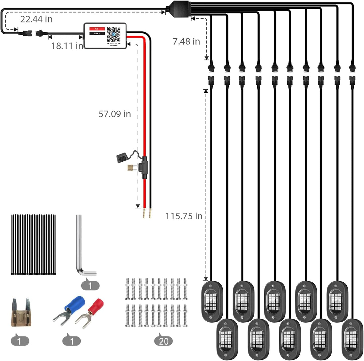 led rgb rock lights for trucks 14 pods, package contents