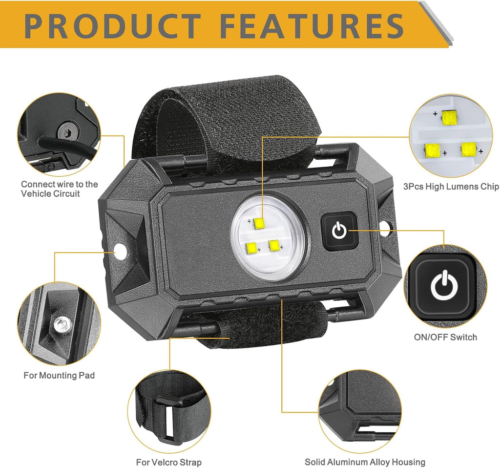UTV LED Dome Light 12V with Switch, Rfroad Lighting Universal Roll Bar Mount LED White Lights Interior Dome Light for UTV ATV Polaris RZR Can Am Car Golf Cart