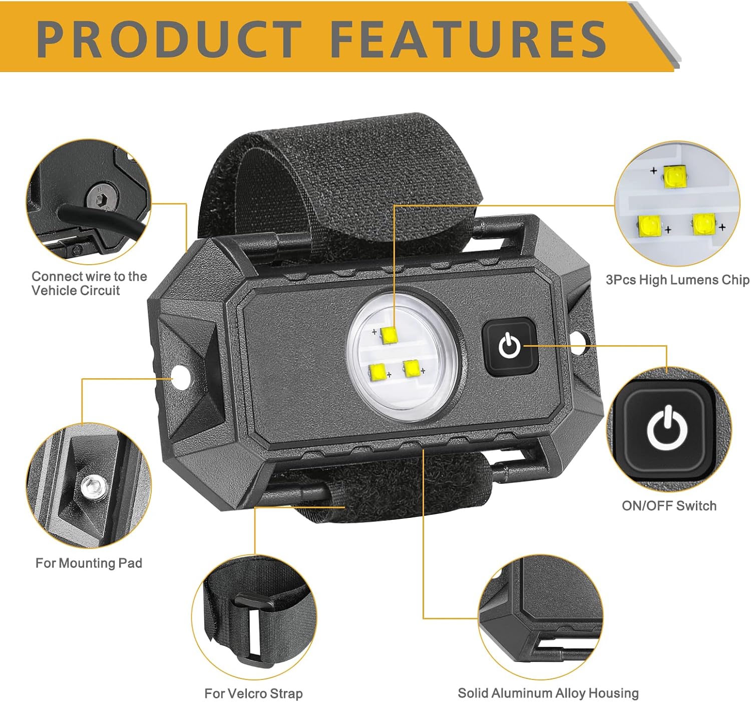 UTV LED Dome Light 12V with Switch, Rfroad Lighting Universal Roll Bar Mount LED White Lights Interior Dome Light for UTV ATV Polaris RZR Can Am Car Golf Cart