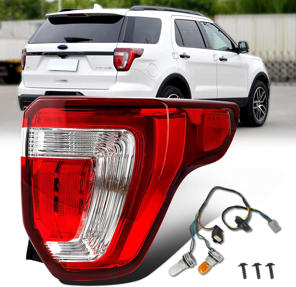 LED Tail Lights Compatible with 2016 2017 2018 2019 Ford Explorer | TailLights Assembly Rear Brake Lamp with Bulbs and Harnesses OE:FB5Z13404A(2016-2019 ford explorer, Right Passenger Side)