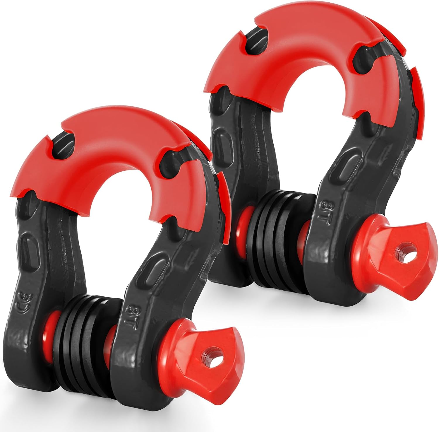 VEVOR 3/4" D Ring Shackle, Black Shackles for Truck with 7/8” Screw Pin 66139 lbs (30 Ton) Break Strength Red Isolator Washers Kit, Winch Towing Shackle for Truck Jeep Heavy Duty Off Road Recovery