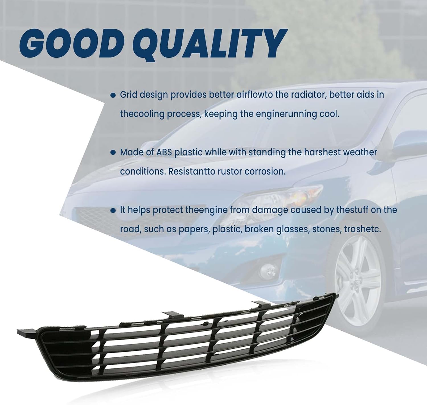 Front Bumper Mesh Air Intake Grille Replacement Shield fits 2009 2010 Toyota Corolla Front Black Air Intake Grill Replacement Kit 5311202120 TO1036111