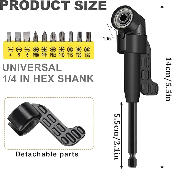17pcs Flexible Drill Bit Extension, Include 3pcs Impact Socket Adapter 2pcs Hex - Image 5