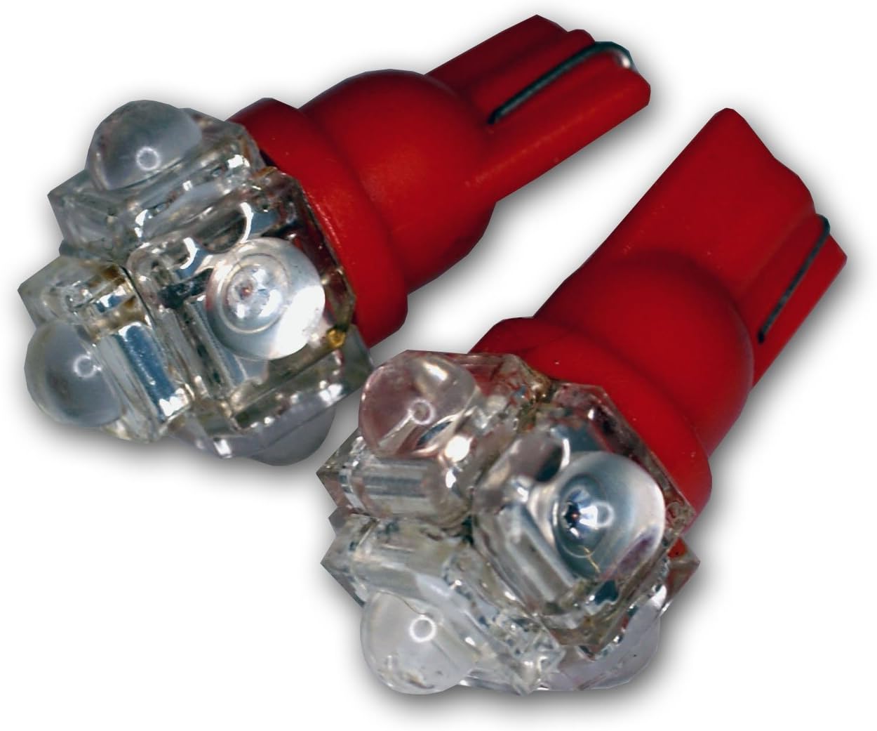 LEDGB-T10-R5 Glove Box LED Light Bulbs T10 Wedge, 5 Flux LED Red 2-pc Set