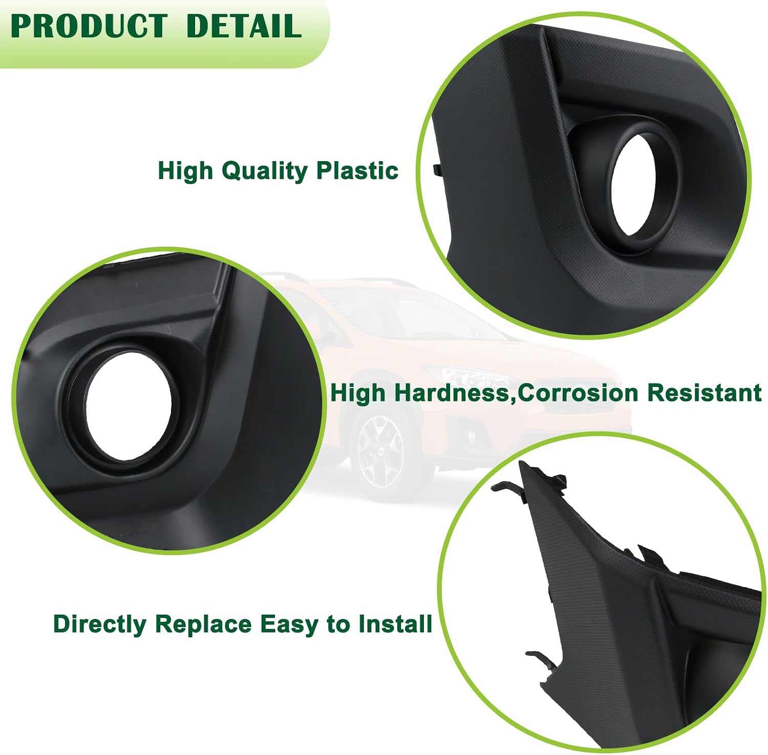 Front Bumper Fog Light Bezel Cover Right Passenger Side Lamp Panel Trim with Fog Light Hole Black Compatible with 2018-2020 Subaru Crosstrek Replaces 57731FL082 SU1039121