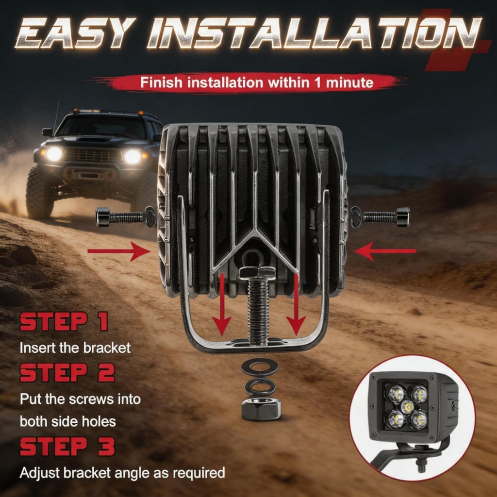 3 inch led pod lights, 2-pack 100w cree showing dimensions
