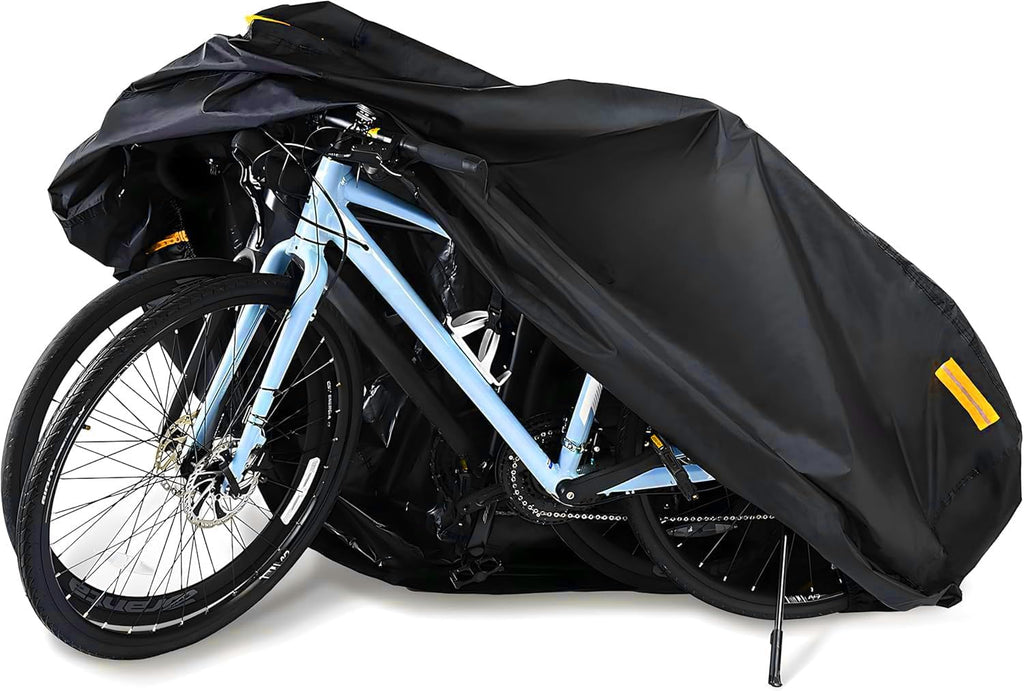 Bike Cover for 1, 2 Bikes Outdoor Waterproof Bicycle Covers 420D Heavy Duty Ripstop Material Offers Constant Protection for All Types of Bicycles All Through The 4 Seasons