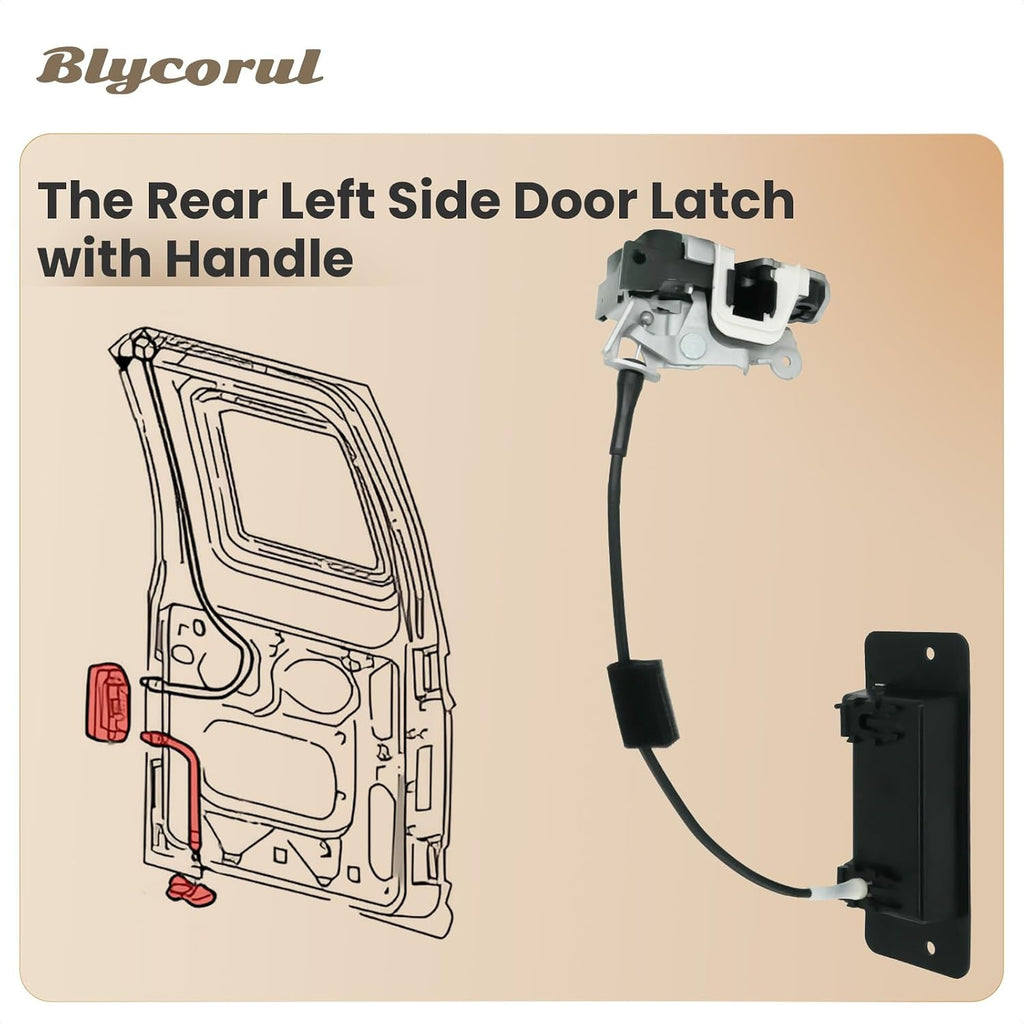 Left Driver Side Rear Cargo Door Latch with Handle for 1992-2019 Ford E150 E250 E350 E450 Econoline Club Wagon Super Duty | Replaces 8C2Z-15431A03-A 6C2Z-15431A03-AA