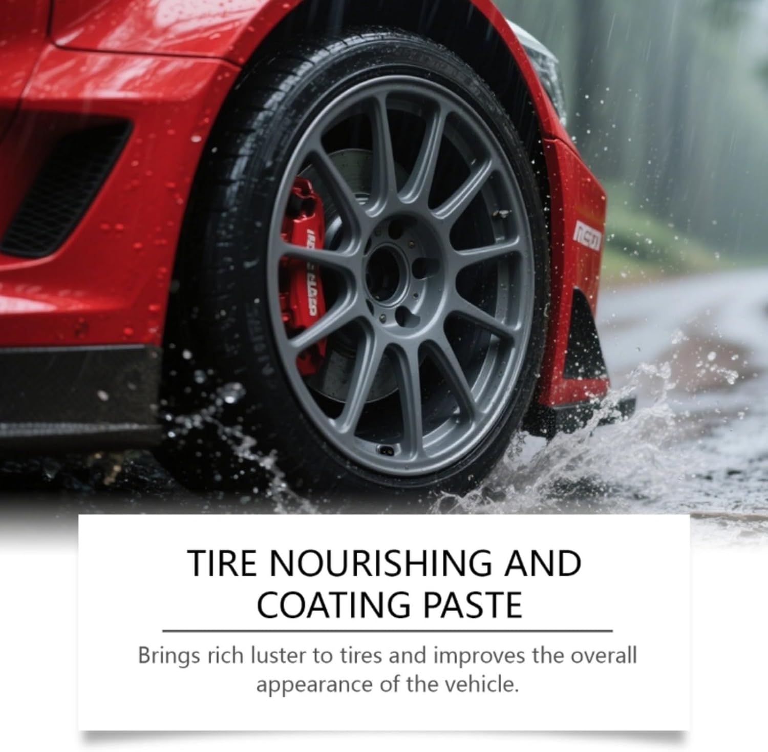 Tire Shine Cream for Deep Black Gloss, UV Blocking Wheel Coating (2pcs) | Long-lasting tire dressing restores rich black finish. Ceramic-infused formula repels dust