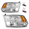 Headlights W/Bulbs for 2009-2018 Dodge Ram 1500/2010-2018 Dodge Ram 2500 3500 Quad Pickup R+L (𝐎𝐍𝐋𝐘 𝐟𝐢𝐭 𝐐𝐮𝐚𝐝-𝐇𝐨𝐥𝐞 𝐒𝐢𝐧𝐠𝐥𝐞 𝐇𝐞𝐚𝐝𝐥𝐢𝐠𝐡𝐭)
