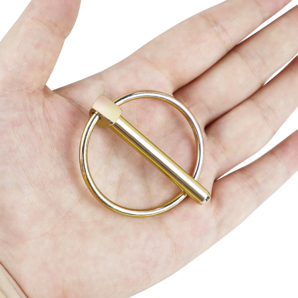 Yuntop 4 PCS Heavy Duty Stainless Steel Gold Lynch Pins with Ring for Trucks, Tractors, Trolleys, Lawn Mowers, & Trailers (1/4 Inch / 6 mm x 1-3/4 Inch / 45 mm)
