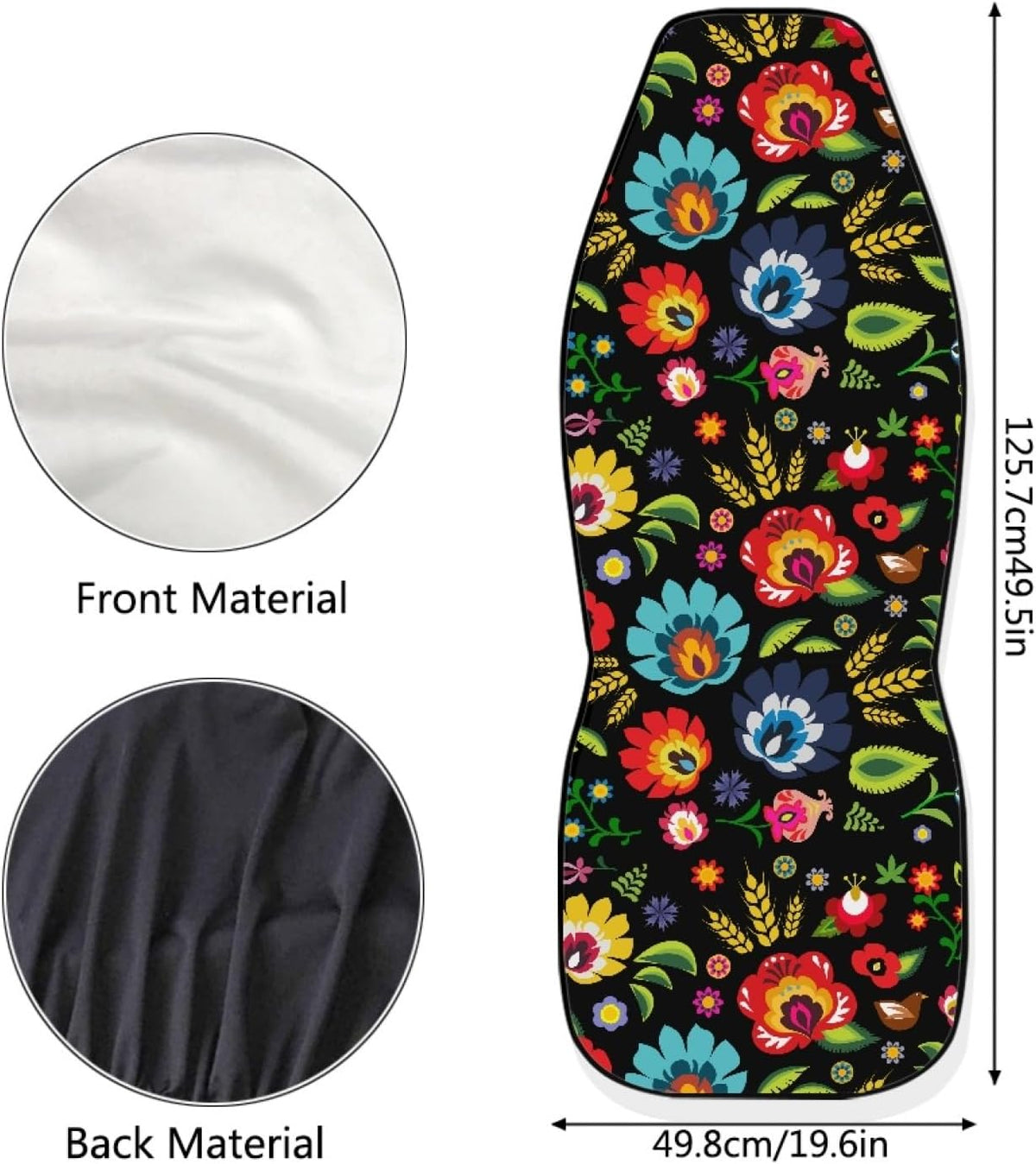 bulopur black boho floral car seat covers front on a desk or shelf