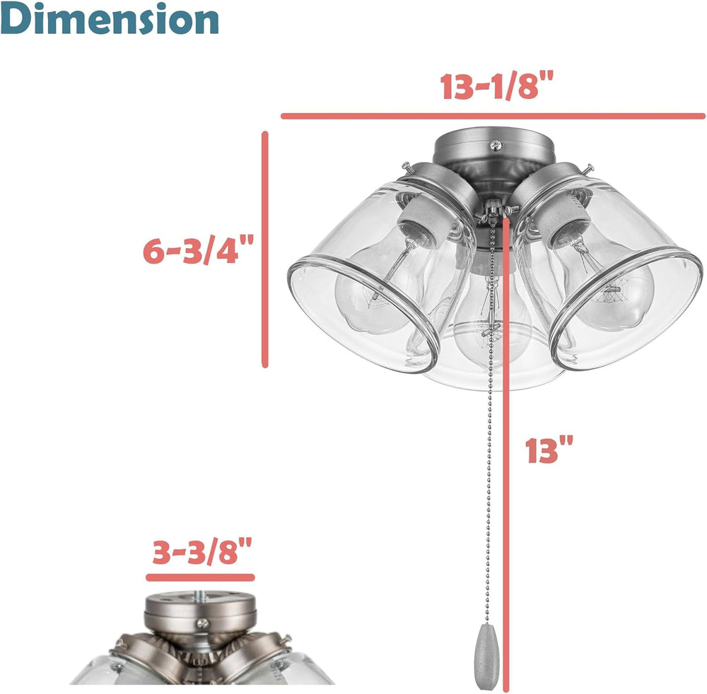 Aspen Creative 22012-1, Three-Light Ceiling Fan Light Kit with Pull Chain, Ma...